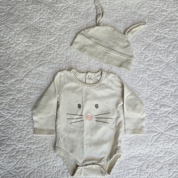 Pehr X Indigo Bunny Rabbit Onesie Long sleeve Bodysuit Set 0-3 Months - Picture 1 of 7